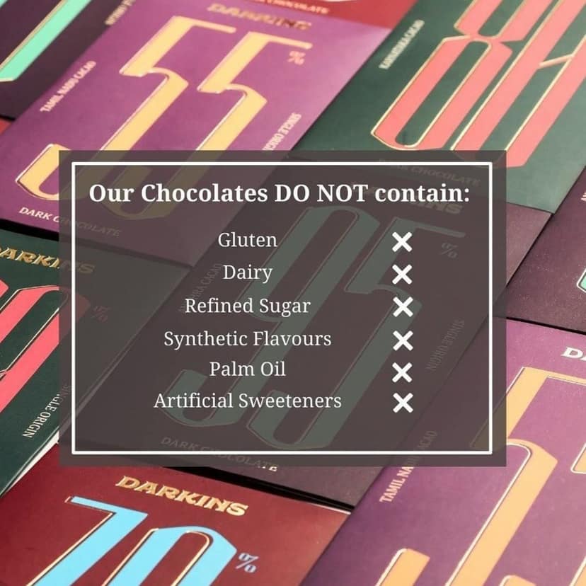 Darkins Dark Chocolate | 56% Artisanal Dark Chocolate Sanikatta Salt | Vegan | Gluten-Free | Unrefined Cane Sugar | No Artificial Flavours | Natural Chocolate | 65 GM Each Pack of 2 view 5