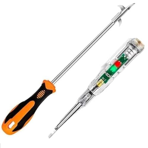 304/Stainlees Steel Tyre Stone Remover Tool, Multipurpose Car Hook, Tire Cleaning, Tyre Stone Picker for Motor Bike Truck Car Wheel Hook with Electrical Voltage Tester Pen (Built-in Screwdriver) view 2