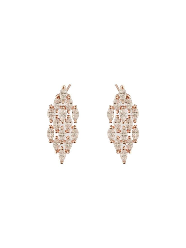 Rose Gold Toned Cubic Zircon Studded Statement Necklace jewellery Set view 6