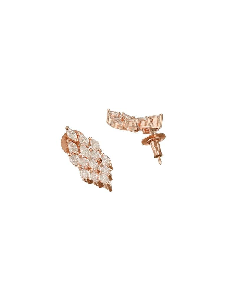 Rose Gold Toned Cubic Zircon Studded Statement Necklace jewellery Set view 9