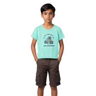 Boys T shirt Cotton Biscay Green "Wild Mud Race"