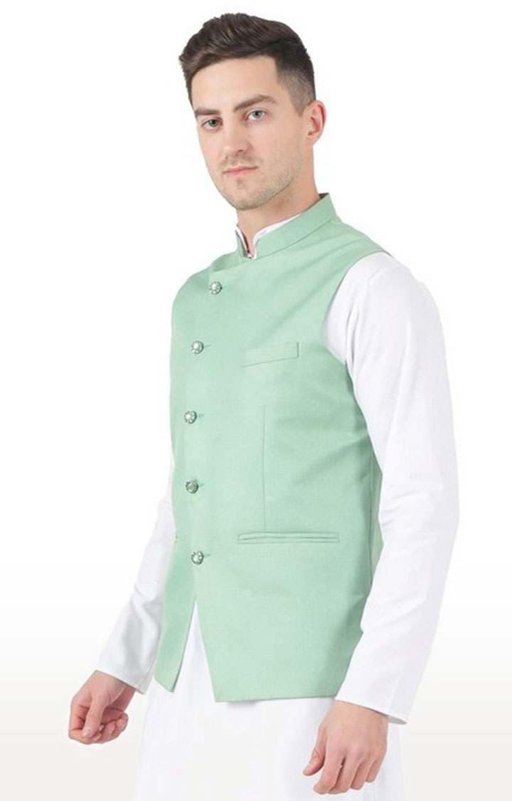 Tahvo Green Angrakha Nehru Jacket view 2