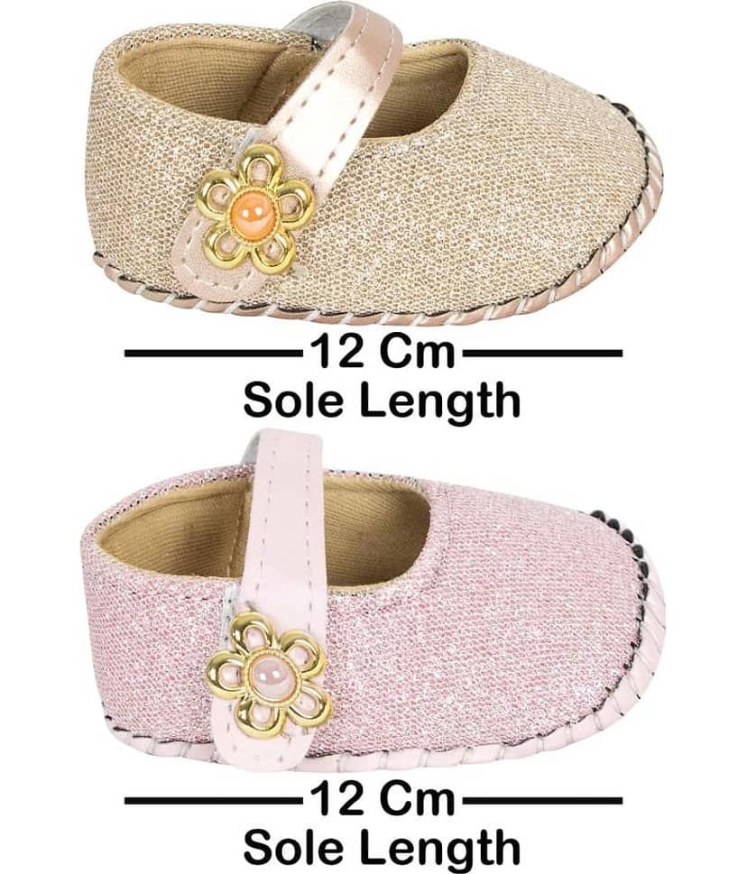 Neska Moda Set of 2 Pair 6 To 12 Months Baby Girls Synthetic Leather Baby Sandal Booties (Pink, Gold) -BT914andBT915 view 2
