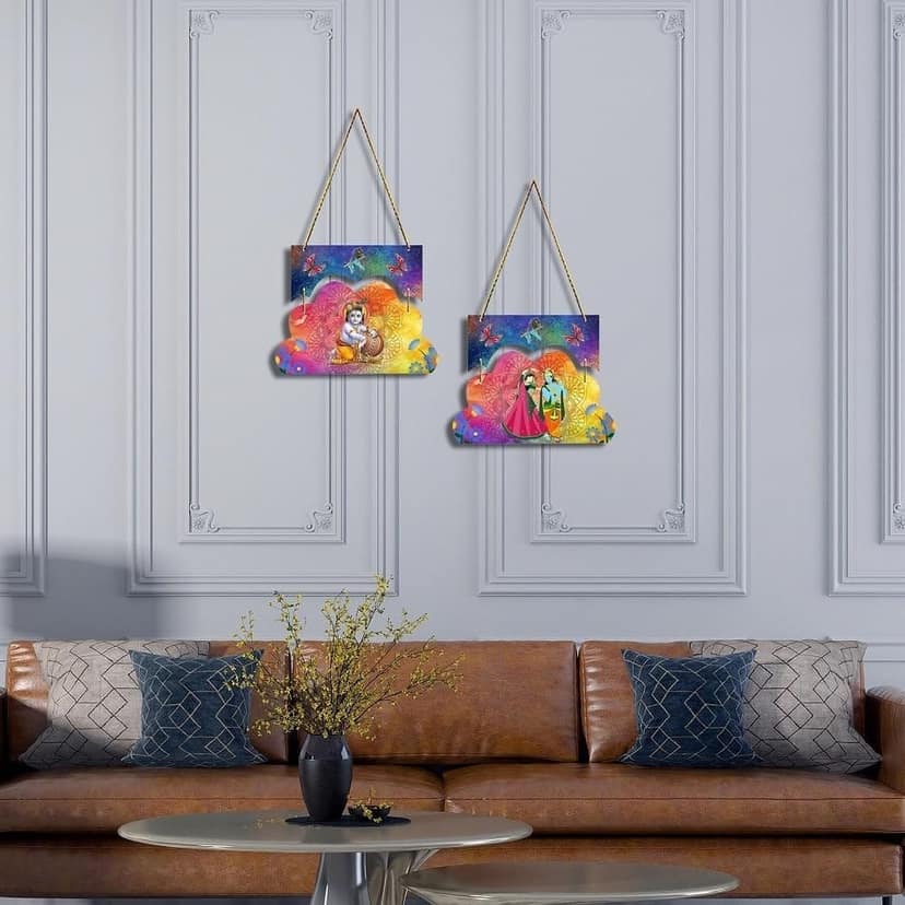 Charmor Radha Krishna Decorative Wall Hanger for Living Room | Bedroom | Office | Gift | Home Decoration | Home Decor Items (WH4212), Set of 2 view 2