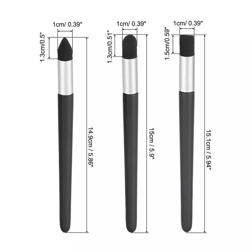 3 Size Sketch Pen Brush Rubbing Sponge, 3Pcs Washable Sketch Rub Pen,Color Shaper Paint Mixing Tool for Smearing Blending Highlighting Detailing Inclined Tip/Round Tip view 3