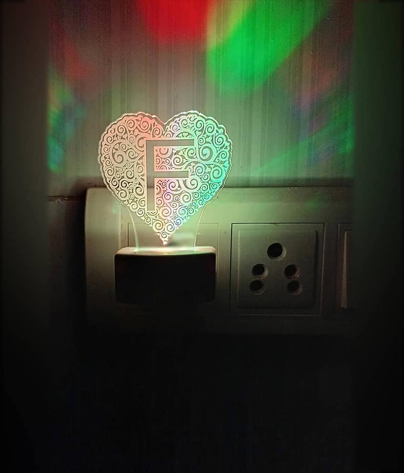 DIONA Night Lamp F Alphabet Heart Shape Night Light Birthday, Valentine Gift
