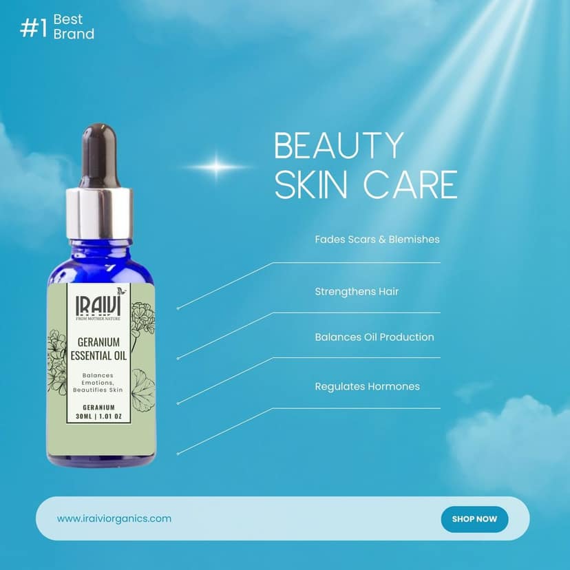 Iraivi Premium Geranium Essential Oil | Pure & Natural by Iraivi Organics view 2