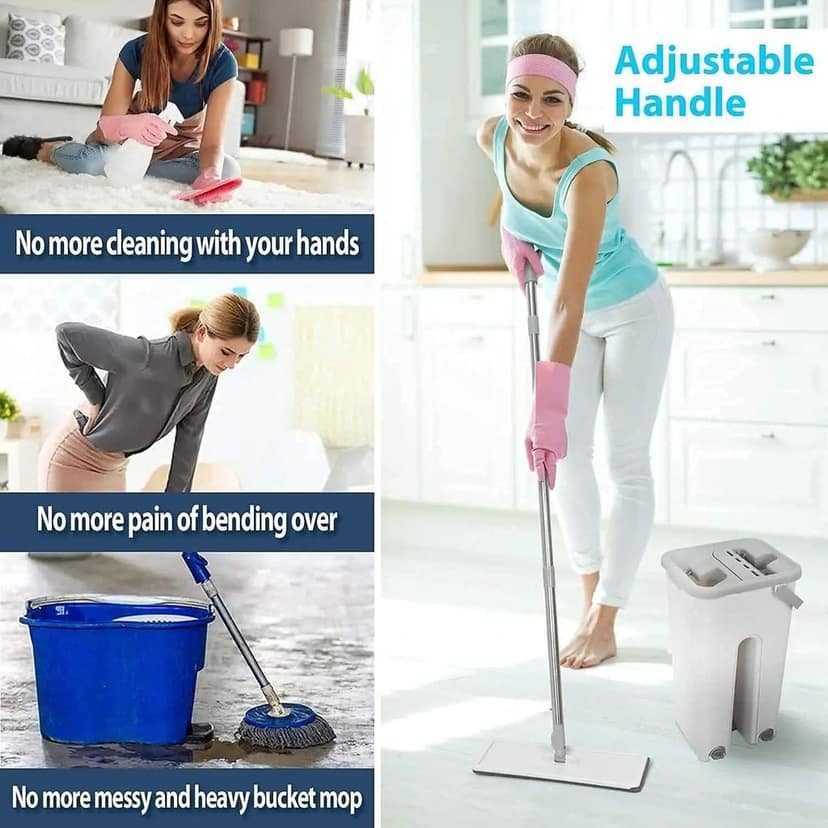 Ali Shipping Scratch Cleaning MOP with 2 in 1 SELF Clean WASH Dry Hands Free Flat Mop. view 2