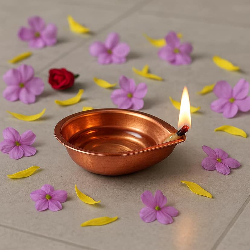 Copper Diya for Puja (Pack of 2) � No. 1 Small Size (47 mm x 57 mm) � Traditional Waterdrop Shape Deepak � Copper Agal Vilakku for Pooja, Home & Office Decor, Festival & Gift view 2