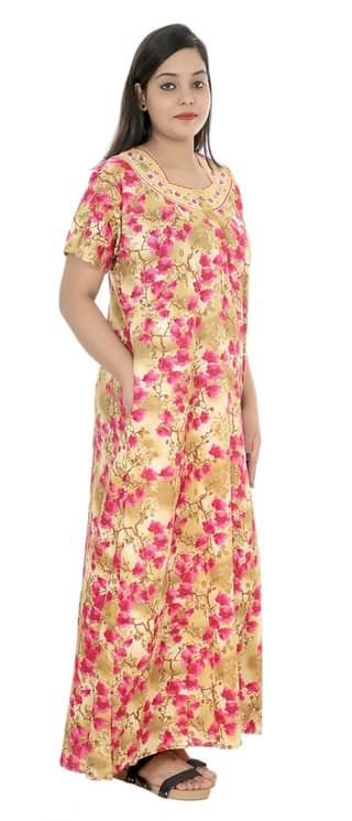 VALENCIA SLEEPWEAR Pure Cotton Women Nighty Dress Nighty Loungewear