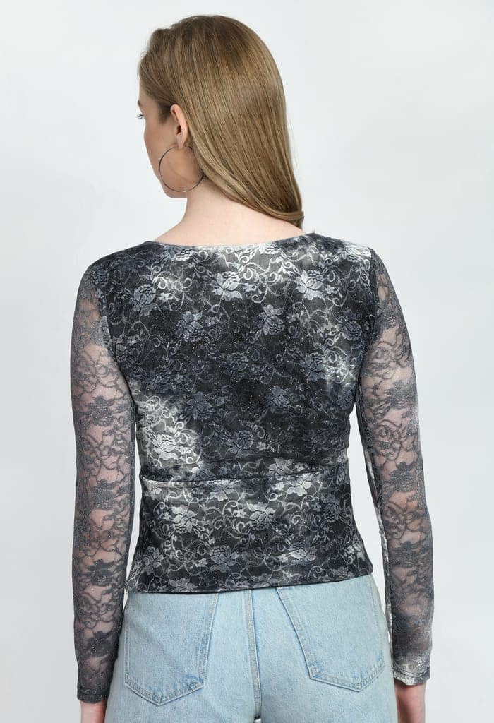 Women Trendy Luminous Lace Sheath Party Top view 5