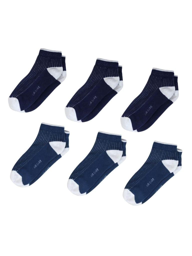 AirGarb Stylish Ribbed Low Ankle Cotton Socks for Men and Women: Comfortable Cushioning & Breathable Design Pack of 6 - ARB6D3B3 (Free Size) Multi Color