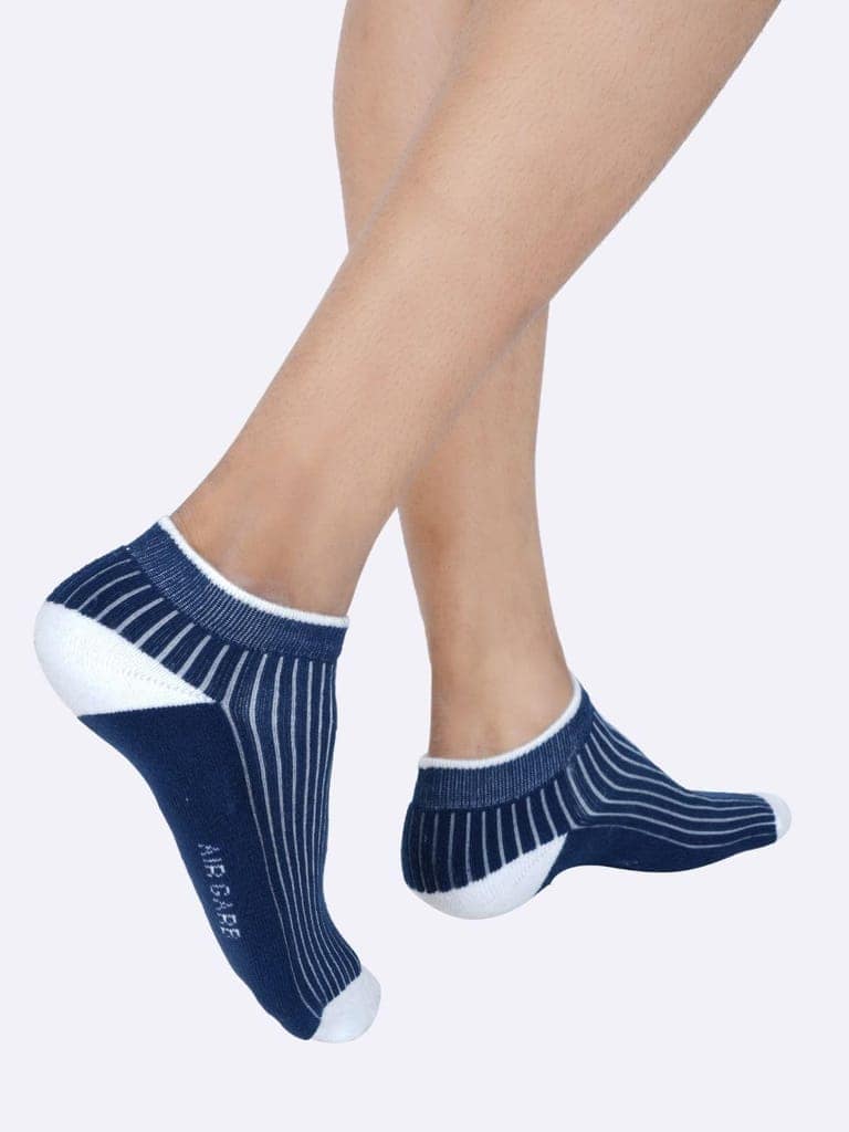 AirGarb Stylish Ribbed Low Ankle Cotton Socks for Men and Women: Comfortable Cushioning & Breathable Design Pack of 6 - ARB6D3B3 (Free Size) Multi Color view 3
