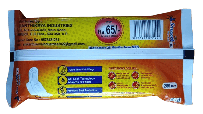 Smooth XL Ultra Thin Extra Large Soft Sanitary Pads with Wings - 280mm (Pack of 6) view 2