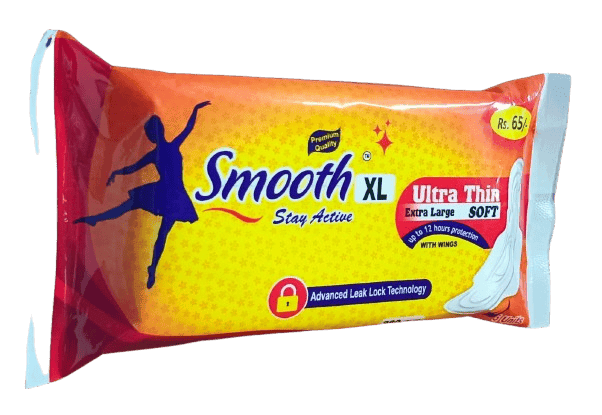 Smooth XL Ultra Thin Extra Large Soft Sanitary Pads with Wings - 280mm (Pack of 6) view 3
