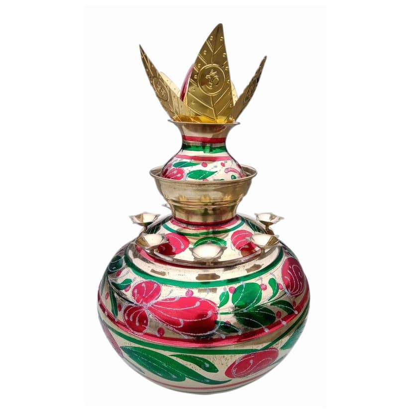 Brass Multicolored Mangal Kalash, (ZMAS417 D) view 2