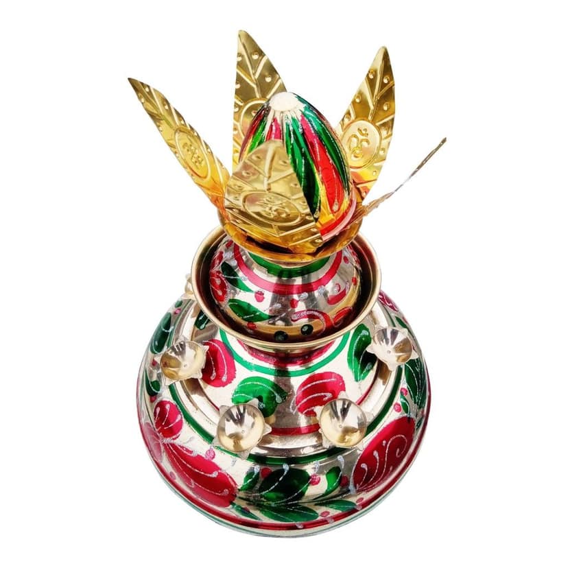 Brass Multicolored Mangal Kalash, (ZMAS417 D) view 3