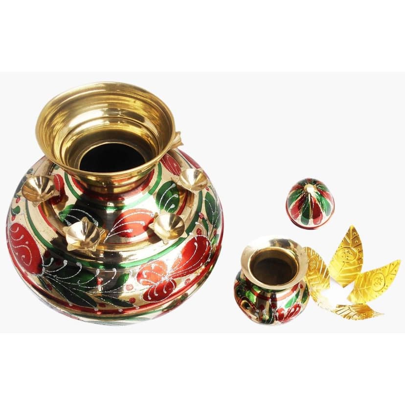 Brass Multicolored Mangal Kalash, (ZMAS417 D) view 4