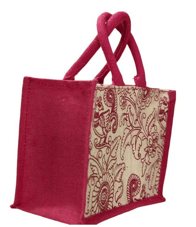 Elegant Jute Tote Bag with Floral Design - Eco-Friendly & Stylish view 2