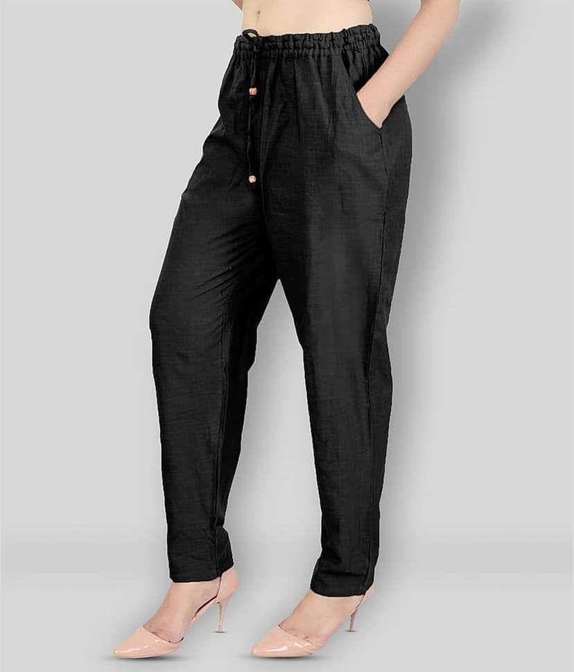 Lee Moda - Black Cotton Blend Slim Fit Women's Casual Pants ( Pack of 1 )