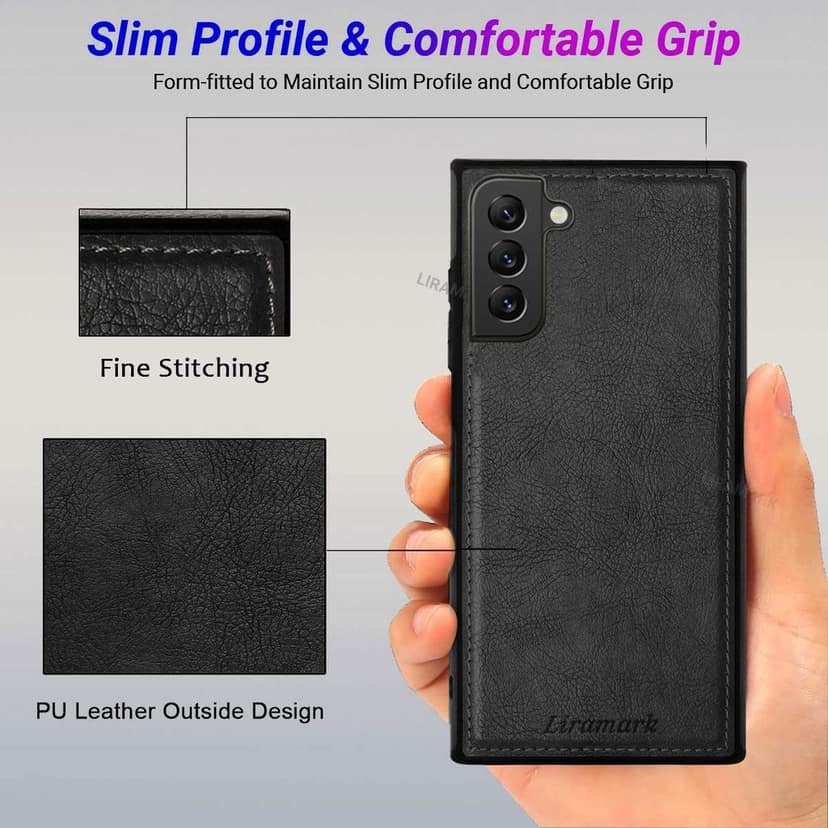 LIRAMARK PU Leather Flexible Back Cover Case Designed for Samsung Galaxy S22 5G (6.1 inch) view 3