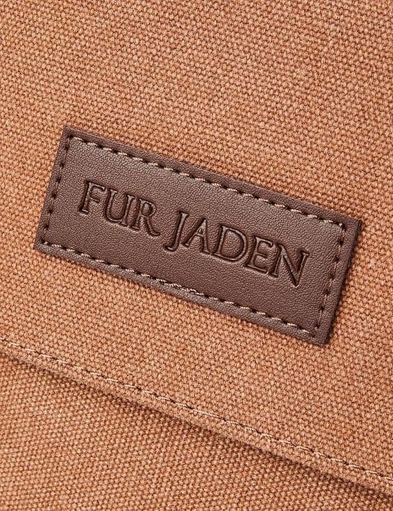 FUR JADEN Eco Friendly Travel Laptop Backpack Made of Water Resistant Sustainable Canvas and Vegan Leather for Men and Women (Brown) view 4