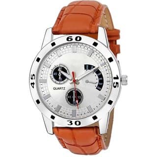 HRV Stylish Sport Cronograph Pattern Brown Leather Strap Watch For Boys Smart Analog Watch For Men