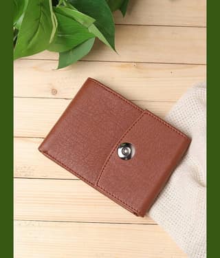 HRFSTAR PU Solid Men's Regular Wallet With 6 Slots For Card ( Tan , Pack of 1 )