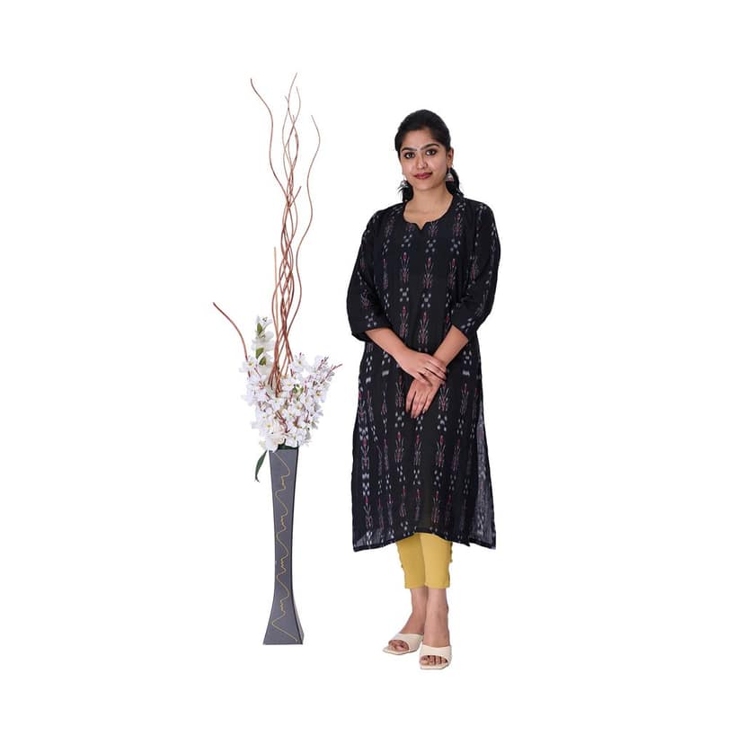 GHL GUENDICHA HAAT Sambalpuri Certified Handloom Women's Pure Cotton Roundneck Kurta view 5