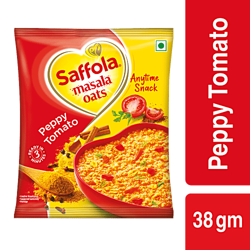 Saffola Masala Oats - Peppy Tomato, Fibre Rich, Healthy Snack, 38 g
