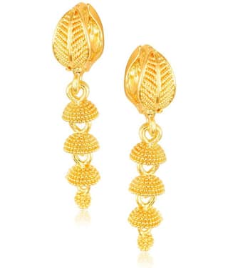 Vighnaharta Filigree work Gold Plated alloy Hoop Earring Clip on fancy drop Bali Earring for Women and Girls [VFJ1603ERG]