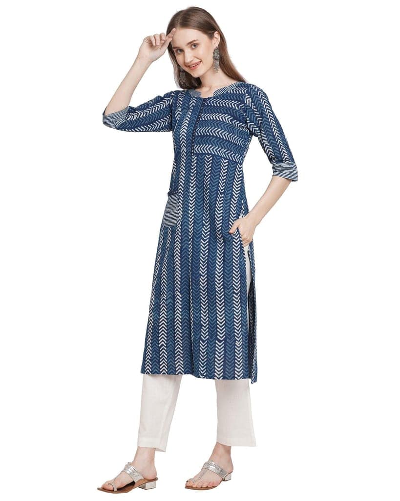 Shashay dabu mirror work pure cotton kurti view 4