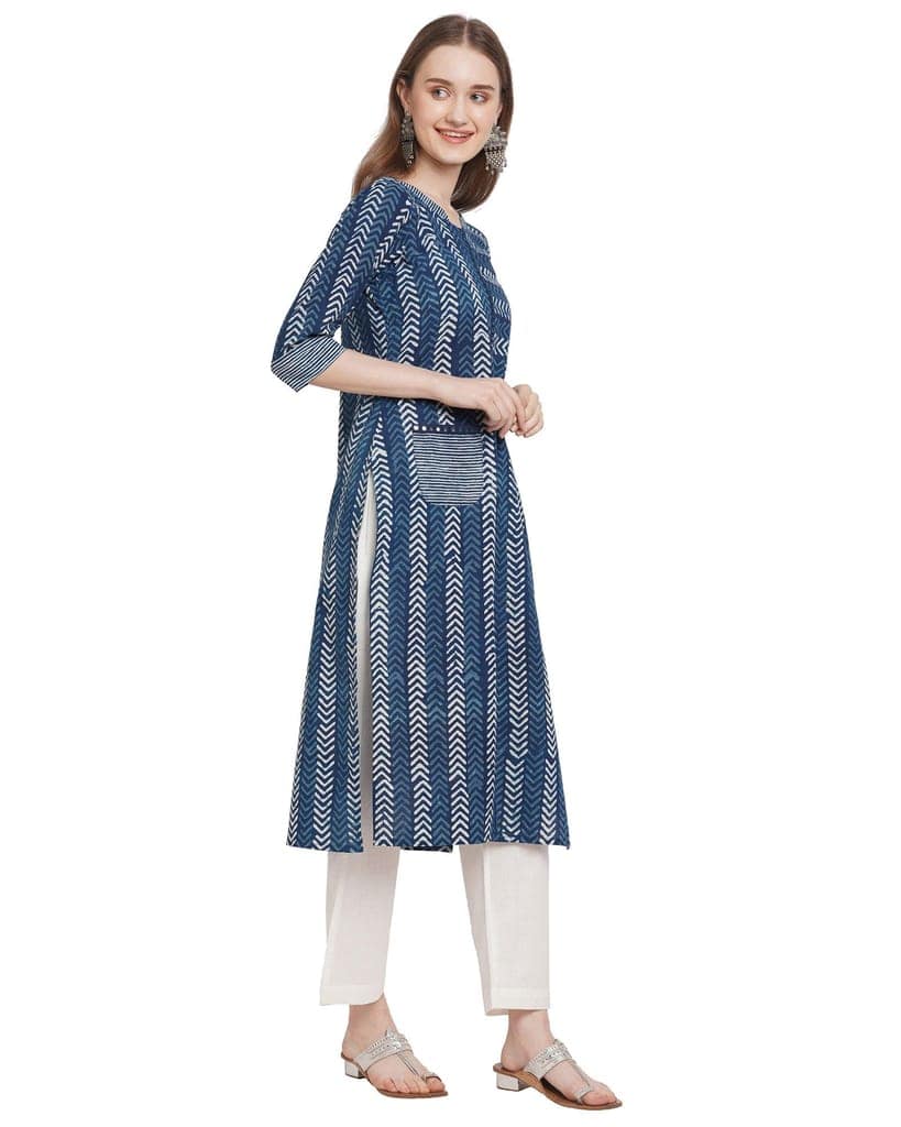 Shashay dabu mirror work pure cotton kurti view 5