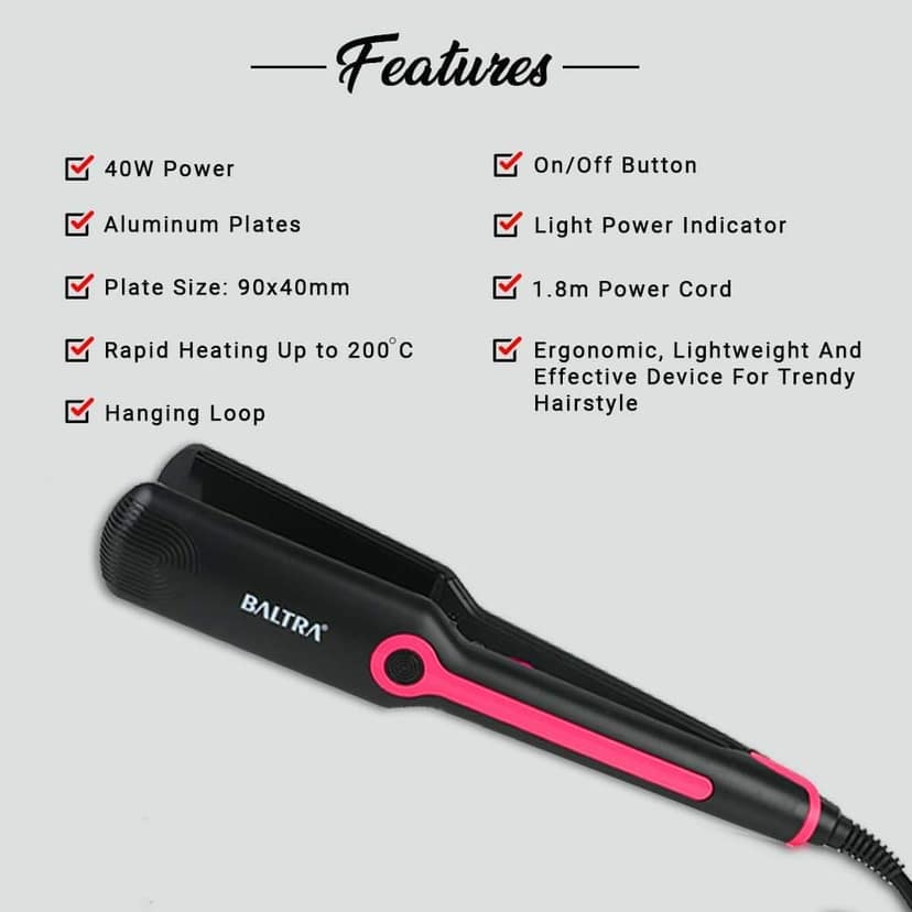Baltra Vilmon Hair Straightener (Black/Pink) view 3
