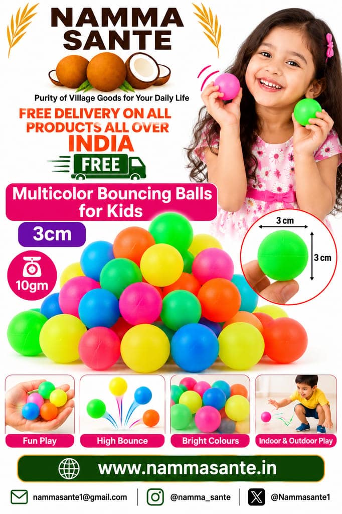 Mini Multicolor Bouncing Balls for Kids 10gm 3cm