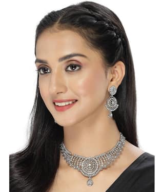 Sukkhi Silver Alloy Necklace Set ( Pack of 1 )