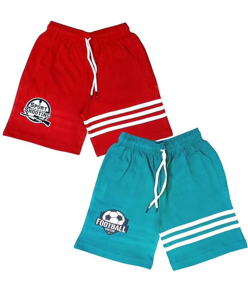 atlans Pack of 2 Cotton Blend Shorts For Boys ( Red )