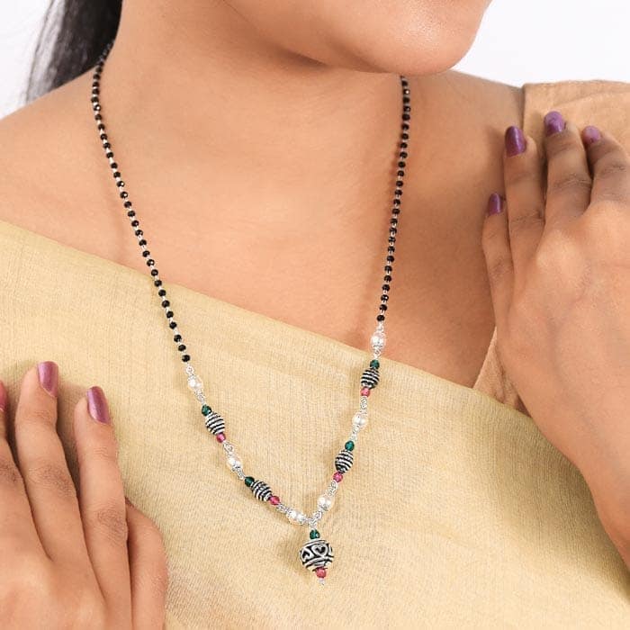 Silver Aachal Indian Mangalsutra view 2