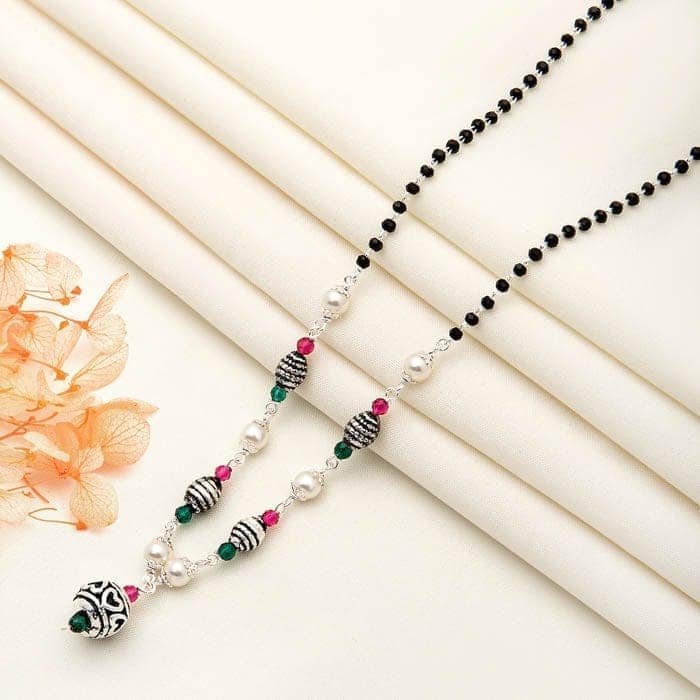 Silver Aachal Indian Mangalsutra view 3