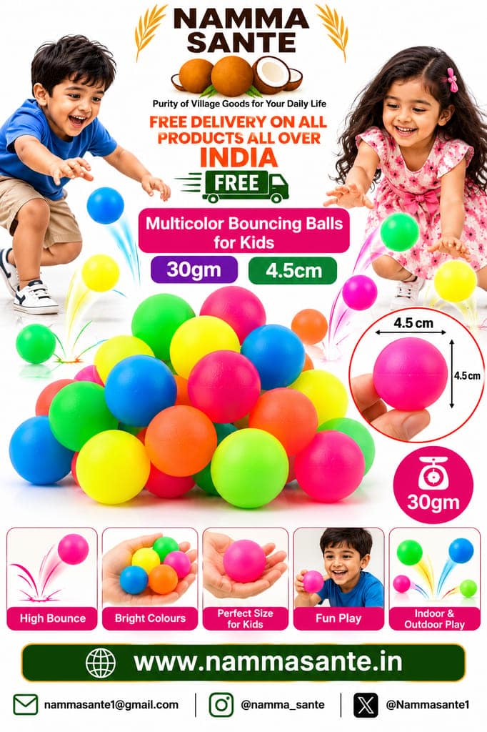 Multicolor Bouncing Balls for Kids 30gm 4.5cm view 2