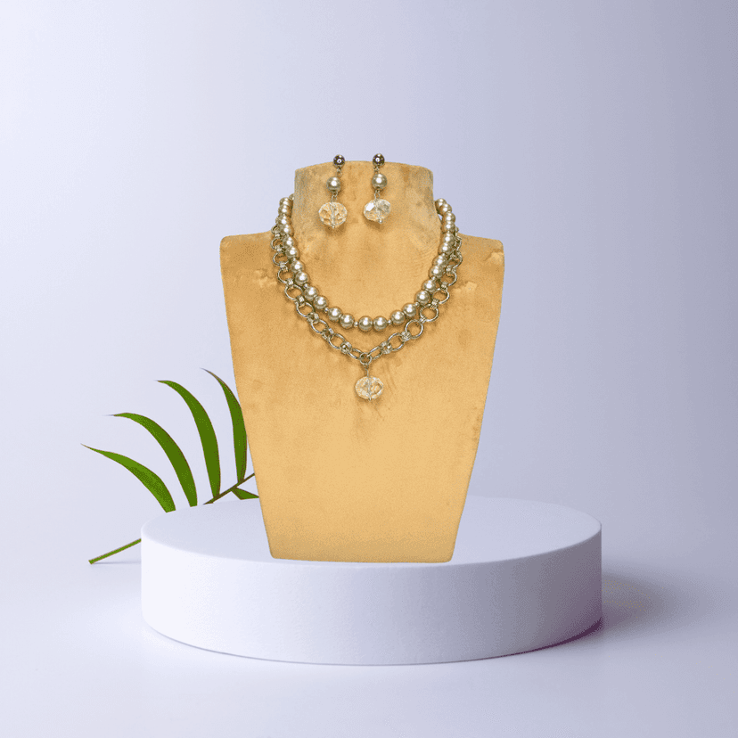 Glass Bead Necklace with chain