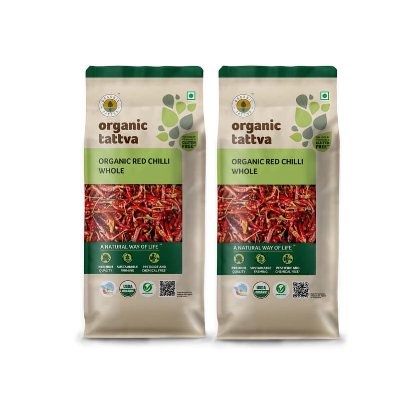 Organic Tattva Organic Red Chilli Whole - 100g x Pack of 2