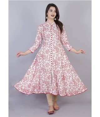 JC4U - Pink Rayon Women's Front Slit Kurti ( Pack of 1 )