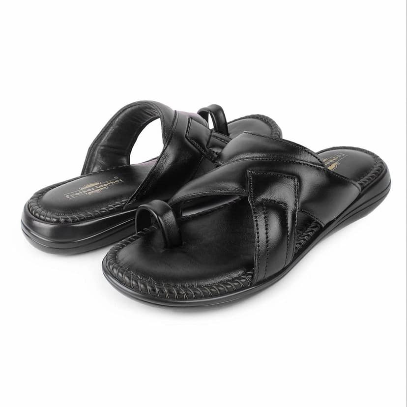 FEATHER LEATHER Genuine Leather Men's Flip-Flops Casual Slippers/Sandals for Office or Daily Use Outdoor/Indoor view 6
