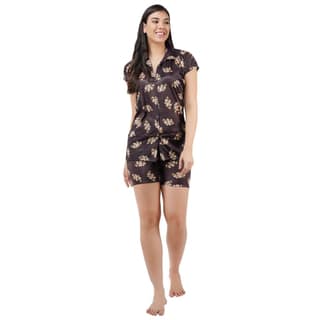 VALENCIA SLEEPWEAR Digital Pattern Print Satin Short Night Suit Night Dress Loungewear Shorts