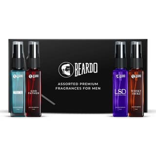 Beardo Perfume for Men - Premium Giftset 4x8ml | Black Musk, Godfather, Dark Side & Whisky Smoke | Eau De Perfume | Strong & Long Lasting Fragrance | Rakhi Gift for Brother | Gift for boyfriend | Gift for Men | Gift for Brother Beardo Perfume for Men - P