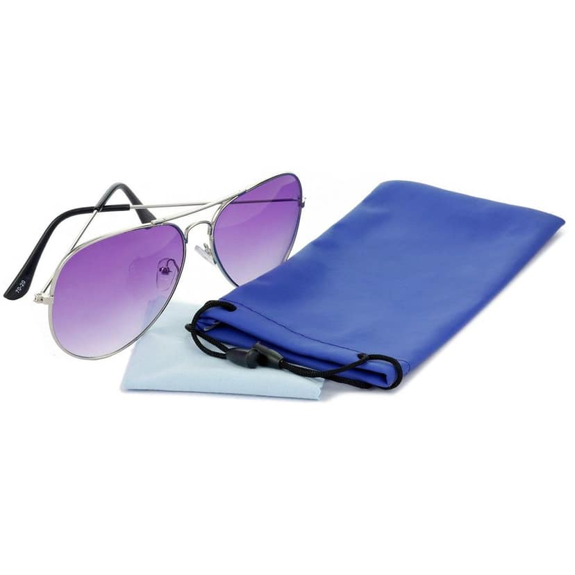 HRINKAR Men Women Boys & Girls Pilot Sunglasses Silver & Green Frame, Violet & Grey Lens (Medium) Pack of - 2 view 7