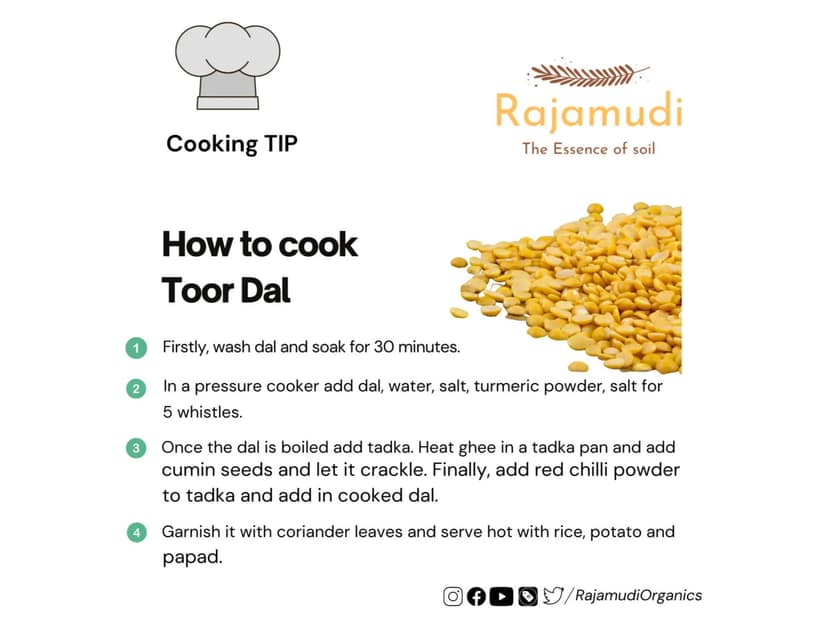 Rajamudi Organics Organic Toor Dal - 1 Kilogram view 4