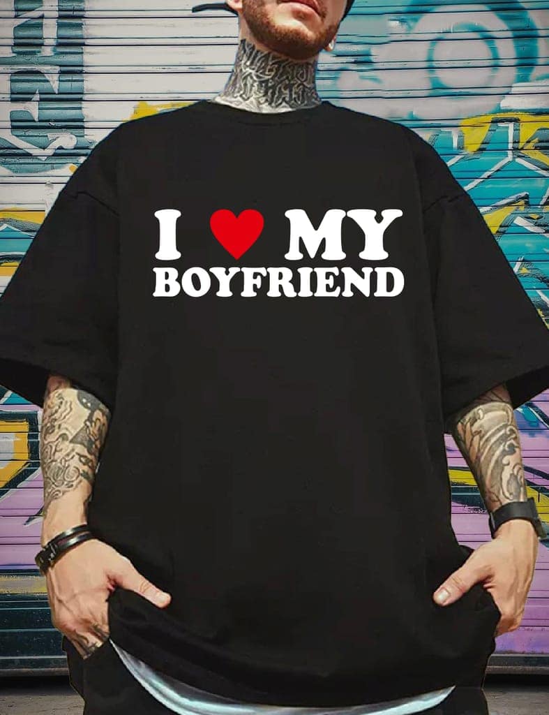 SCOTT FINCHER Men's I Love My Boyfriend T-Shirt, Boyfriend T-Shirt, I Love My Boyfriend Shirt, Boyfriend Shirt, Valentine's Day Shirt, Anniversary Shirt, Gift for Boyfriend : AA(ARN)BLACK_248