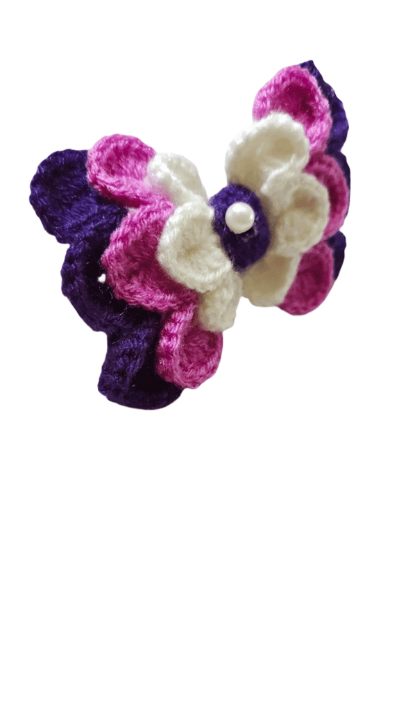Handmade Crochet Butterfly Hair Tie with Elastic Band 🦋 pack of 2 view 2